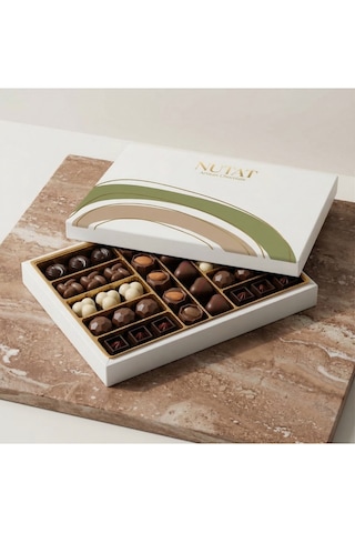 Nutat 300g Spesiyal Hediye Çikolatası - Dubai Çikolatalı & Karışık Dolgulu Gurme Seçki/yeşil Pastel