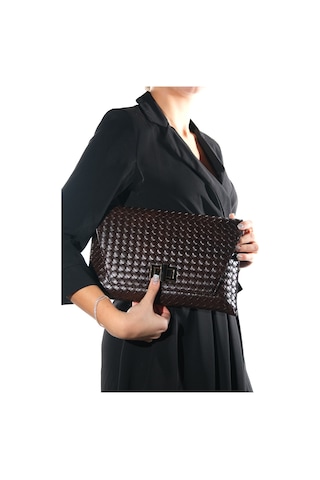 Maorı Kahverengi Örgü Kadın Clutch Çanta