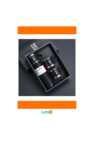 Paslanmaz Çelik 500ml Termos Ve 3 Adet Bardaklı Set Çok Renkli