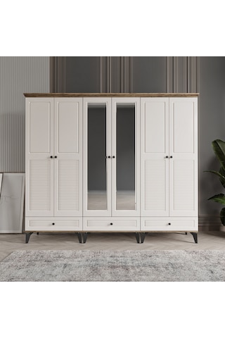 Beenal Nisa 6 Kapaklı Gardırop Dolap 240cm Atlantik Çam-aytaşı