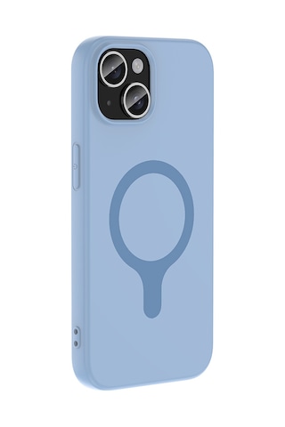 Maks Technology iPhone Uyumlu 15 Kılıf M-safe Şarj Özellikli Mkst Aris Silikon Kapak - Baby Blue