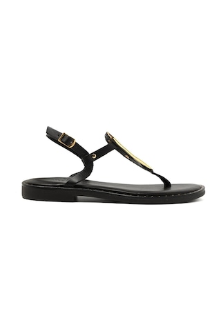 19 Black Sandalet Kadın 22035 Myconian 2025 Greek Sandal Siyah