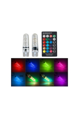 Kumandalı Rgb T10 Park Ledi Far Ledi Renkli Park Ampulü T10 Park Ledi