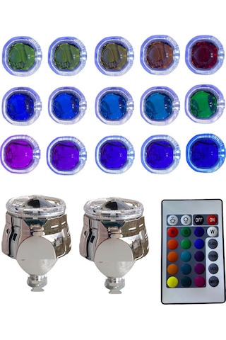 2.5 İnç Kare Angellı Bi-xenon Mercek Beyaz Angel + Rgb Şeytan Göz