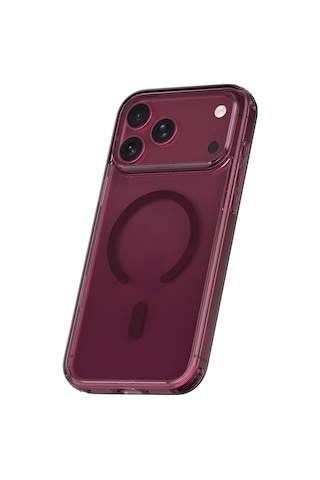 Apple iPhone 18 Pro Uyumlu Max Kılıf M-safe Şarj Özellikli Raptic Air Clear Serisi Airbagli Kapak Bordo