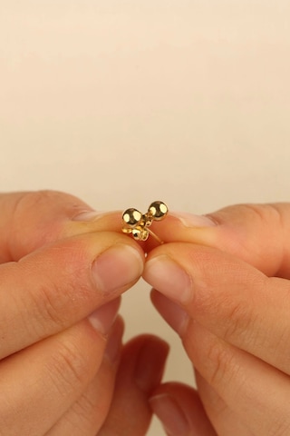 14 Ayar 2mm Top Altın Küpe