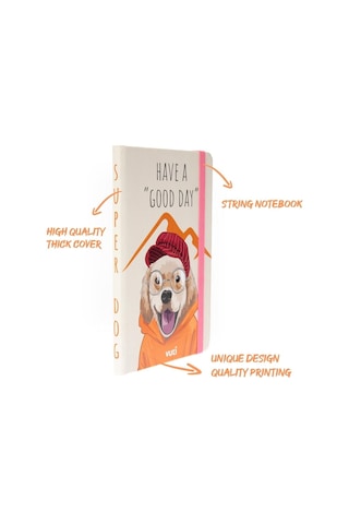 Desenli Sert Kapak Lastikli Defter A6 Turuncu