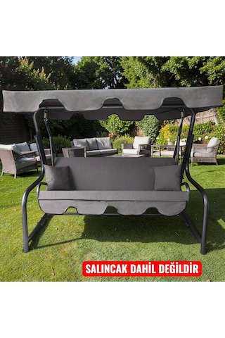 3 Kişilik Salıncak Minderi Lüks Kılıf Seti 10cm Minderli Panama Antrasit