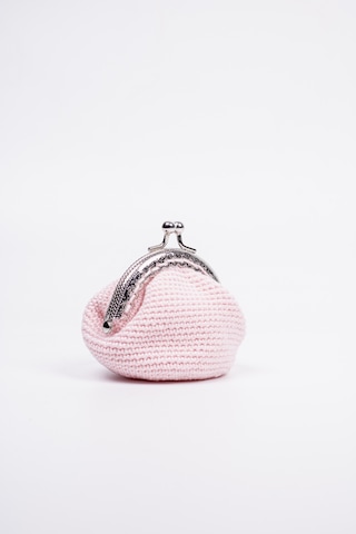 Fabric Craft Bag Bozuk Para Cüzdanı Merserize Pamuk Klipsli Örgü Pudra Pembesi