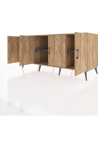 Kronos Konsol 3 Raflı 4 Kapaklı 176x59x83 Çam-çam/antrasit Atlas Çam
