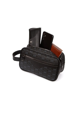 Tuldar Erkek Deri Portföy Clutch Traş Kozmetik Bakım Ve Günlük El Çantası Tul374 Siyah - Lacivert