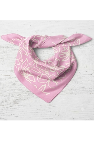 Trend Dokunuş Kadın 50-50 Saten Pembe Çiçekli Fular Bandana