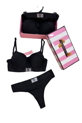 Victoria's Secret Victoria"s Secret Push Up Set Alt Üst Dolgulu Sütyen Ve Külot Takım 2"li Set Siyah