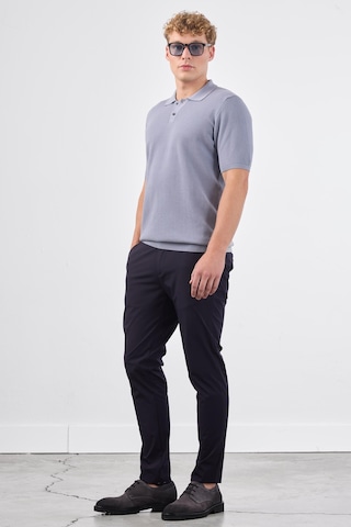 Dufy Gri Polo Düğme Yaka Düz Renk Slim Fit Erkek Triko Gri