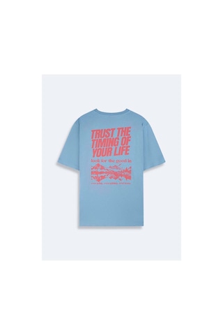 LTB Cobera Erkek Sıfır Yaka Kısa Kol Sırtı Baskılı Mavi T-shirt 1225842906089 Mavi 2080