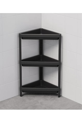 Siyah 3 Katlı 33x33x71 Boyutunda Üçgen Köşe Banyo Rafı & Çok Amaçlı Düzenleyici Çok Renkli