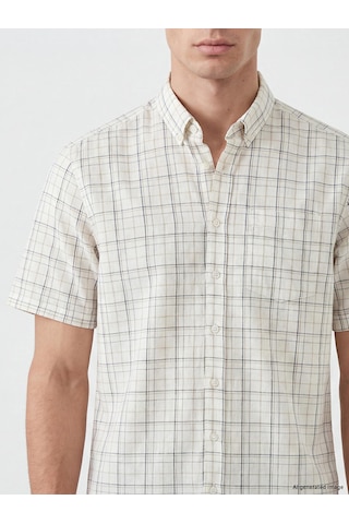 Lcwaıkıkı Classic Bej Regular Fit Ekose Erkek Gömlek