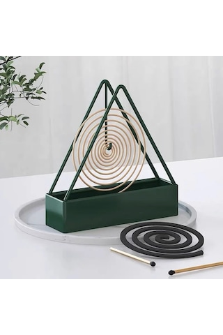 Elmpaly 1 Adet Zarif Demir Sivrisinek Oltası - Yeşil Üçgen Spiral Tütsülük Dayanıklı Ev Dekoru