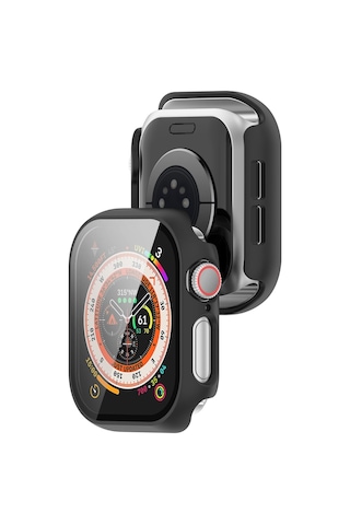 Caseonn Apple Watch Uyumlu Series 10 46mm Kılıf Tam Korumalı Ekran Koruyuculu Sert Bumper Kasa Siyah
