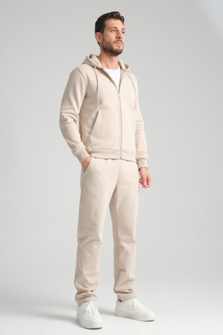 Shooter Sportswear Shooter Erkek Kışlık Eşofman Takımı Thermosoft Teknolojisi İçi Kuzu Görünümlü Regular Kalıp Minimal Logo Kapüşonlu Bej