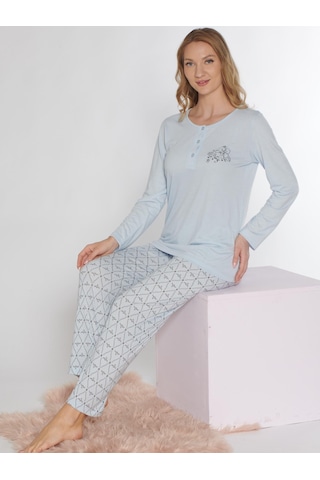 Uzun Kol Pijama Takımı Alperi 790-81 Mavi