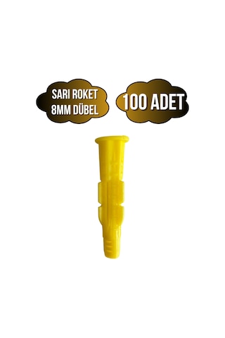 Roket Sarı 8mm Dübel Beton Tuğla Briket Dubeli 8mm Sarı Roket 100 Adet