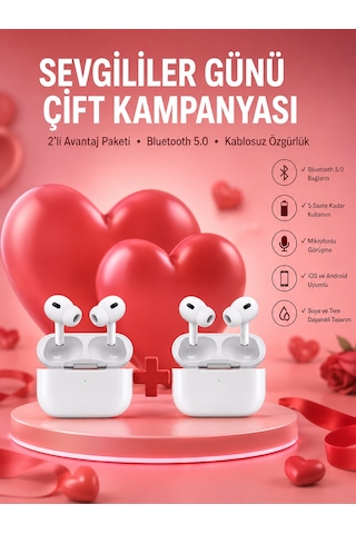Sevgiliye Çift Kulaklığı Yeni Nesil Pro Kulaklık Sevgililer Gününe Özel Kampanya Belirtilmemiş
