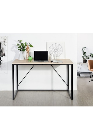 Bodd Metal Ayaklı Doğal Ahşap Çalışma Masası Siyah