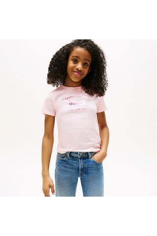 Tommy Hilfiger Metallic Script Çocuk Lacivert T-shirt Kg0kg08636 Pembe