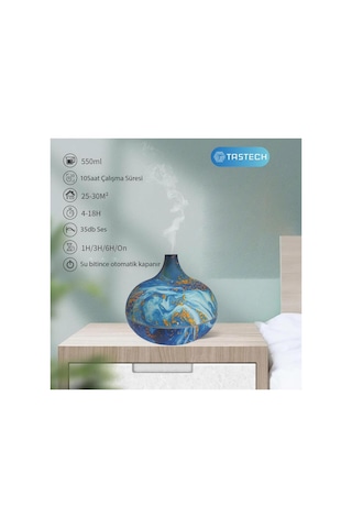 Aroma Terapi Oda Hava Nemlendirici 550ml Ultrasonik Buhar Makinesi Ahşap Görünüm 7 Renk Led Işıklı