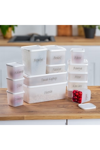 Porsima Çok Amaçlı -20 C Derin Dondurucu Saklama Kabı Seti 14'lü Set Beyaz