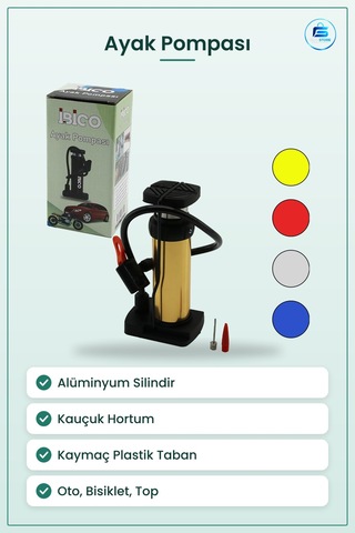Dikey İnce Pistonlu Ayak Pompası Oto Bisiklet Top Hava Metal Sili