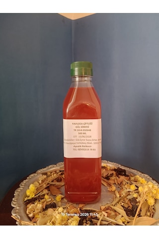 El Yapımı Doğal Fermente Filtre Edilmemiş Katkısız Gül Sirkesi 500 Ml