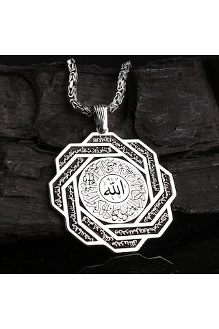 Fkgümüş 925 Ayar Gümüş Nas ve Felak Duaları Yazılı Madalyon Kolye