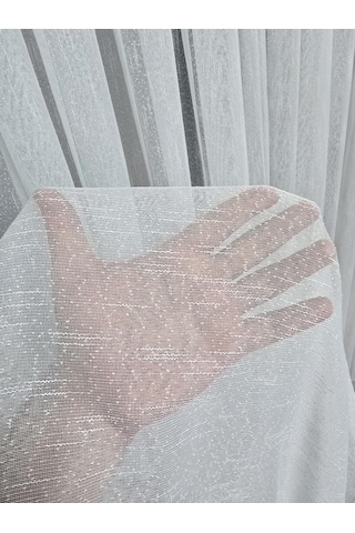 Nokta Çizgi Desenli Şık Tül Perde Ekru 1 E 3 Pileli Et5003santuk