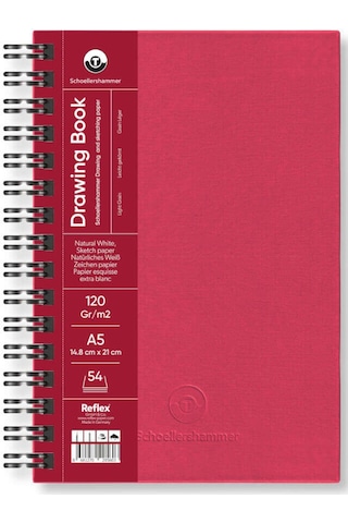 Schoellershammer Drawing Pad Kırmızı Sert Kapak Çizim Defteri 120 Gr A5 54 Yaprak