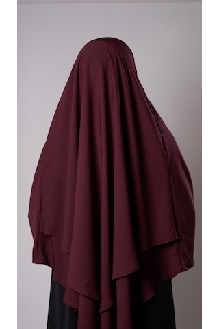 Hürrem Bone Bordo Pratik Hazır Geçmeli Tesettür Eşarp Krep Bağcıklı Çift Katlı Sufle Hijab 2314 16 Bordo