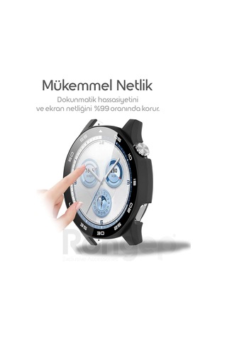 Huawei Watch Gt5 46mm İçin 2 Si 1 Arada Sert Polikarbonat Kasa Ve Ekran Koruyuculu Kılıf Dokunma Ve Netliği Etkilemeyen Çizilme Ve Darbe Önleyici Gt5 Ekran Koruyucu Kılıfı Siyah Çok Renkli