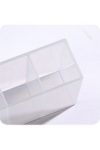 Geeksen Üç Bölmeli Şeffaf Duvarlı Saklama Kutusu - Delmezsiz Özel Yapışkanlı - Makyaj, Kalem Ve Küçük Eşyalar İçin Banyo/evde Kullanım Diğer