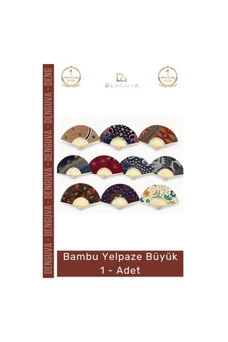 Yelpaze Doğal El İşçiliği Şık Hediyelik Modern Katlanabilir Yazlık Tasarım Bambu Yelpaze Büyük - 1