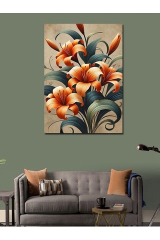 Kanvas Tablo Turuncu Çiçek Bahçesi 50cmx70cm