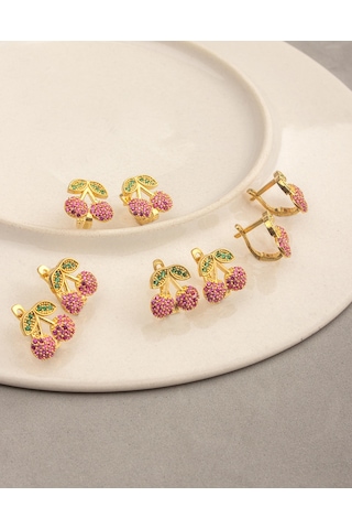 925 Ayar Gümüş Çocuk Kiraz Küpe