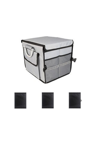 Araba Bagaj Saklama Kutusu Yansıtıcı Şeritler İle Oxford Kumaş Katlama Organizatörü, Renk: Küçük Gri