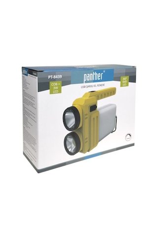 Panther Pt-8439 Usb Şarjlı El Feneri Beyaz - Sarı