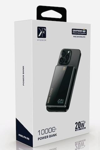 Mey İthalat Pw598 10.000 Mah Dijital Göstergeli 20w Type-c Ve 15w Kablosuz Şarj Pd Hızlı Şarj Magsafe Powerbank - Siyah