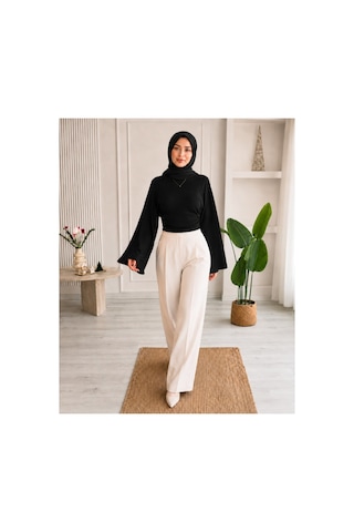 Unika Boutique Kadın Geniş Kol Belden Oturtmalı Bluz Siyah