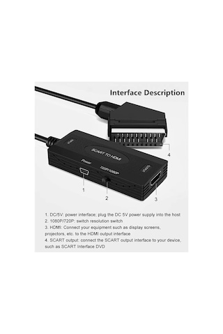 Lexroo Ga95 Scart To Hdmi 1080p Hd Av Video Çevirici Dönüştürücü Adaptör