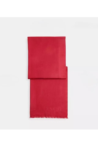 Coach Signature Wrap Yün Ipek Şal Kırmızı