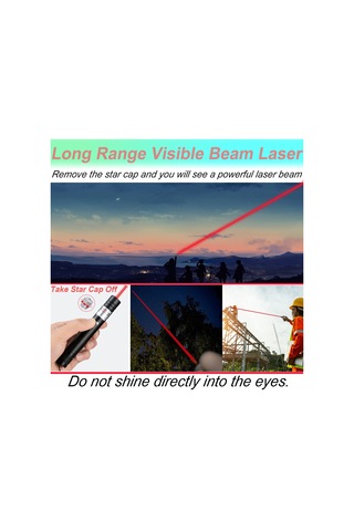 Yunboo Usb Doğrudan Şarjlı Dış Mekan Yıldız Desenli Yüksek Güçlü Uzun Menzilli Lazer Feneri - Kırmızı Işık Siyah