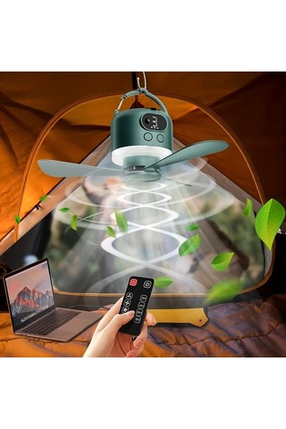 Chuangyinshop Yeşil Ordu 10400mah Kamp Yelpazesi Şarj Edilebilir Taşınabilir Usb Ventilatör Sessiz Dört Hızlı Rüzgar Mobil Şarj Yeşil Ordu